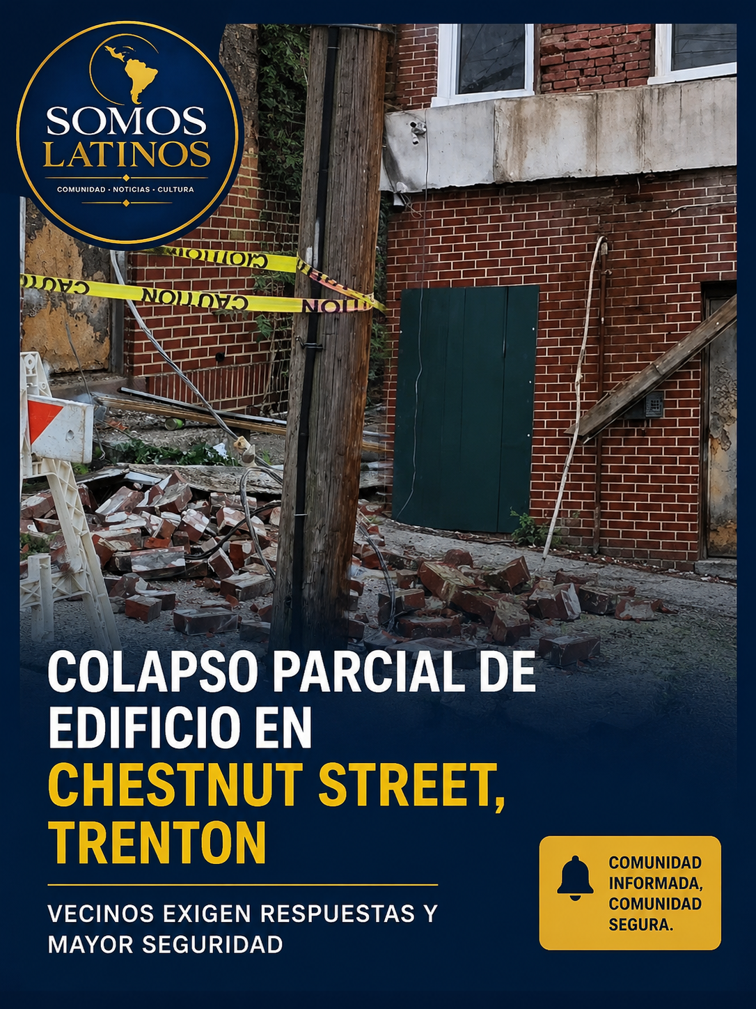 Colapso parcial de un edificio en la Cheshut.