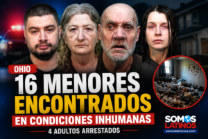 Hallan a 16 menores viviendo en condiciones inhumanas en Ohio; cuatro adultos enfrentan cargos.